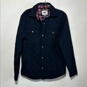 Old Navy Men's Quilted Shirt Jacket - Navy Blue Flannel Size Small